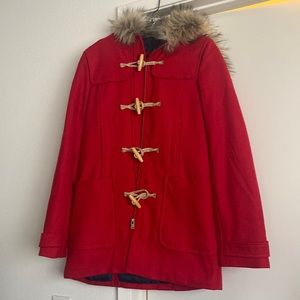 Fur hooded trench coat